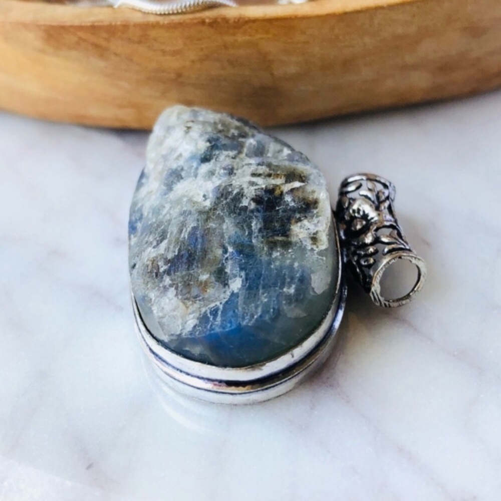 Silver Plated Labradorite Stone Statement Boho Ne… - image 7